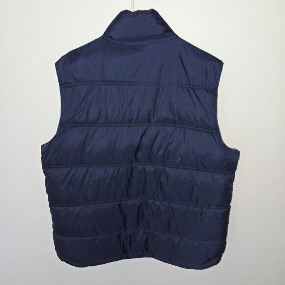 Old Navy Mens Size Large Blue Puffer Vest Jacket Poly Fill Snap Full Zip - Picture 7 of 10